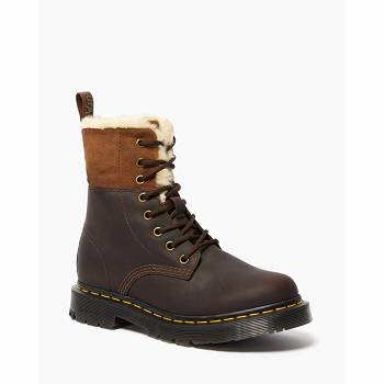 Dr Martens 1460 Dm's Wintergrip Faux Fur Lined - Hnede Cizmy Damske, D183SK